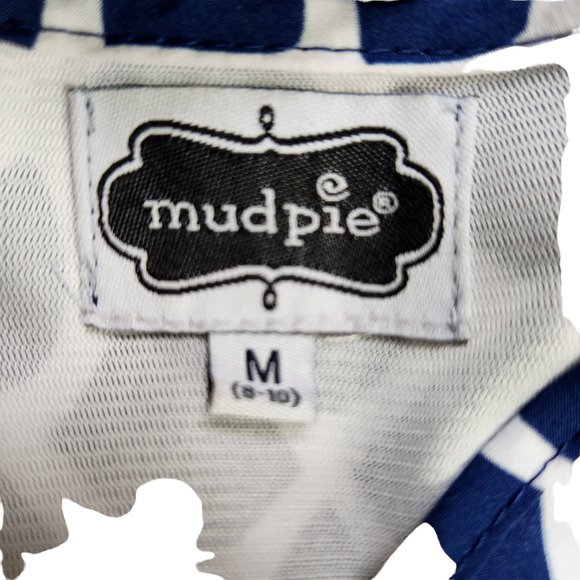 Mudpie Womens M (8-10) Navy Blue White Shift Dress Nautical Gold Hardware Zip-Up - Picture 14 of 15